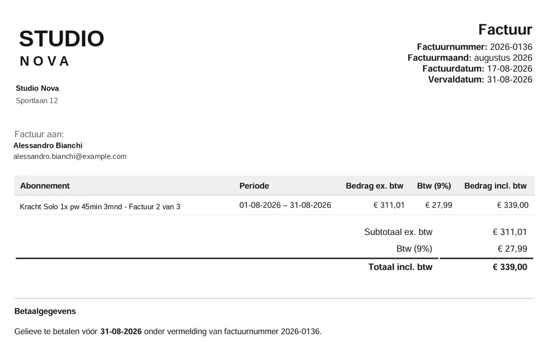 De factuur zelf